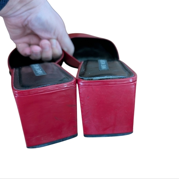 Nine West Virginia Y2K 90s Red Women's Block Heel Mules sz 10 - Picture 5 of 8